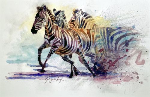 Zebra Watercolour Painting